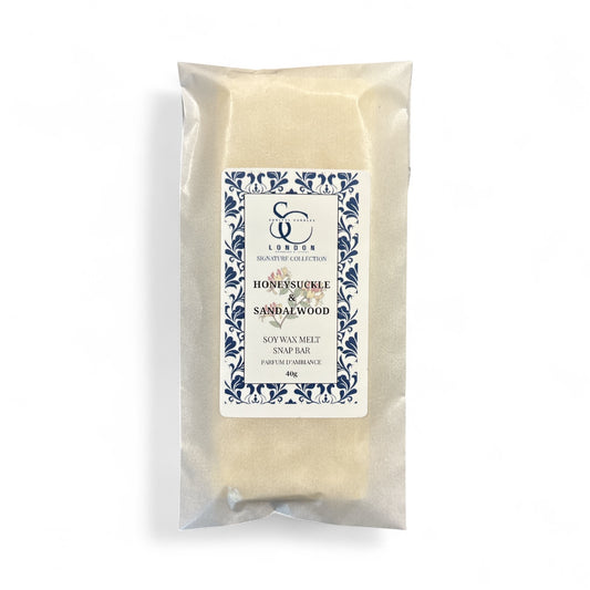 Handmade soy wax melt snap bar in Honeysuckle & Sandalwood, 40g