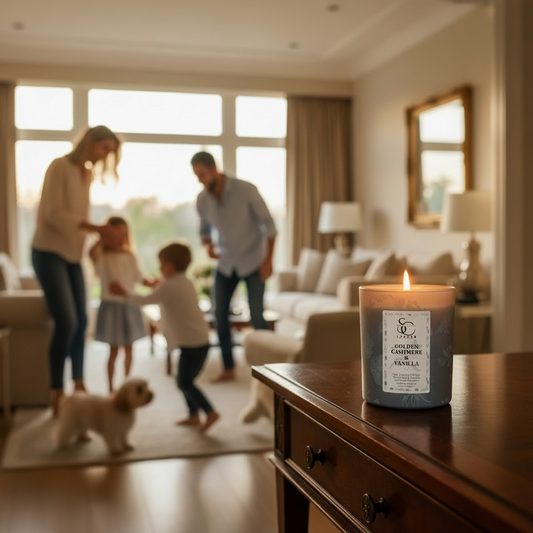 Golden Cashmere & Vanilla – Odour Neutralising Soy Candle (30cl)