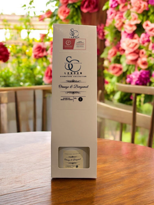 Orange & Bergamot 100ml reed diffuser with 5 natural reeds, handmade in London
Citrus reed diffuser with orange and bergamot notes, long‑lasting 2+ months