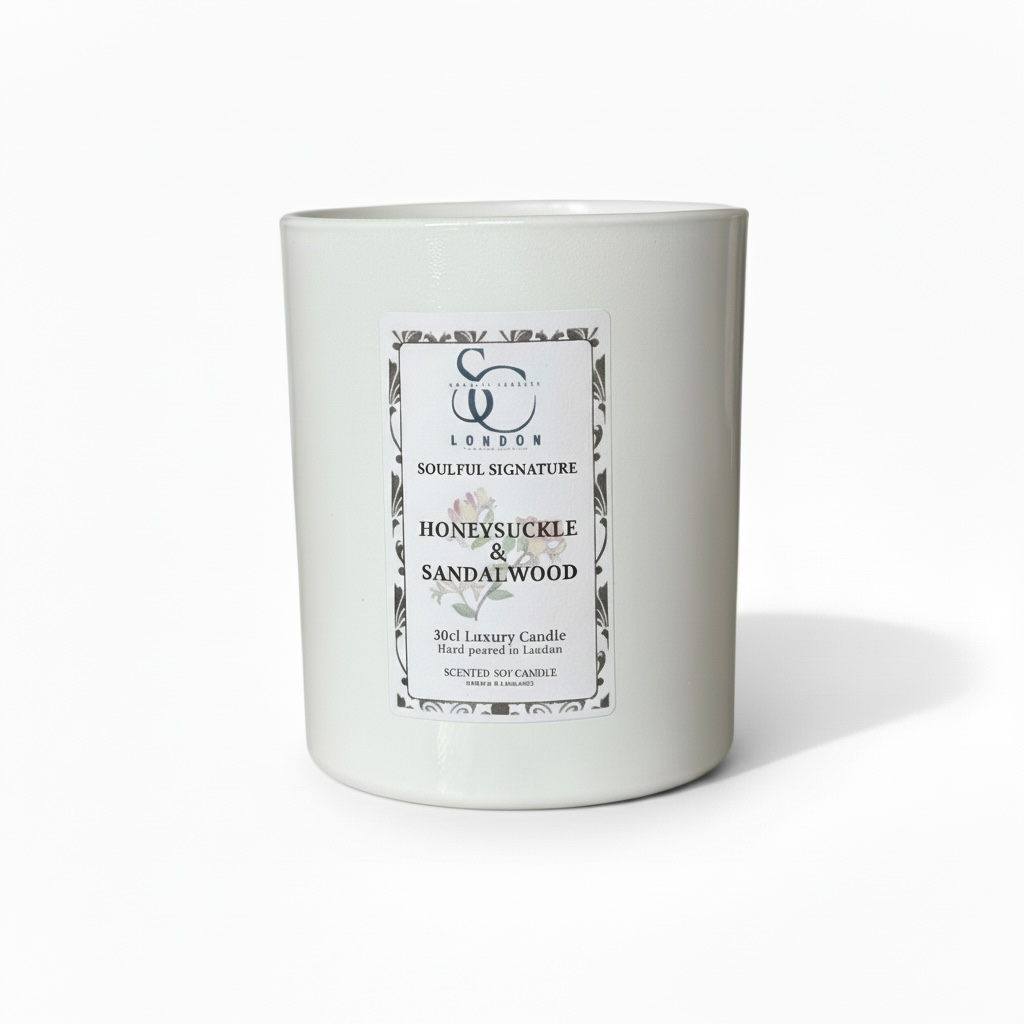 Honeysuckle & Sandalwood – Luxury Soy Candle (30cl) Classic Look