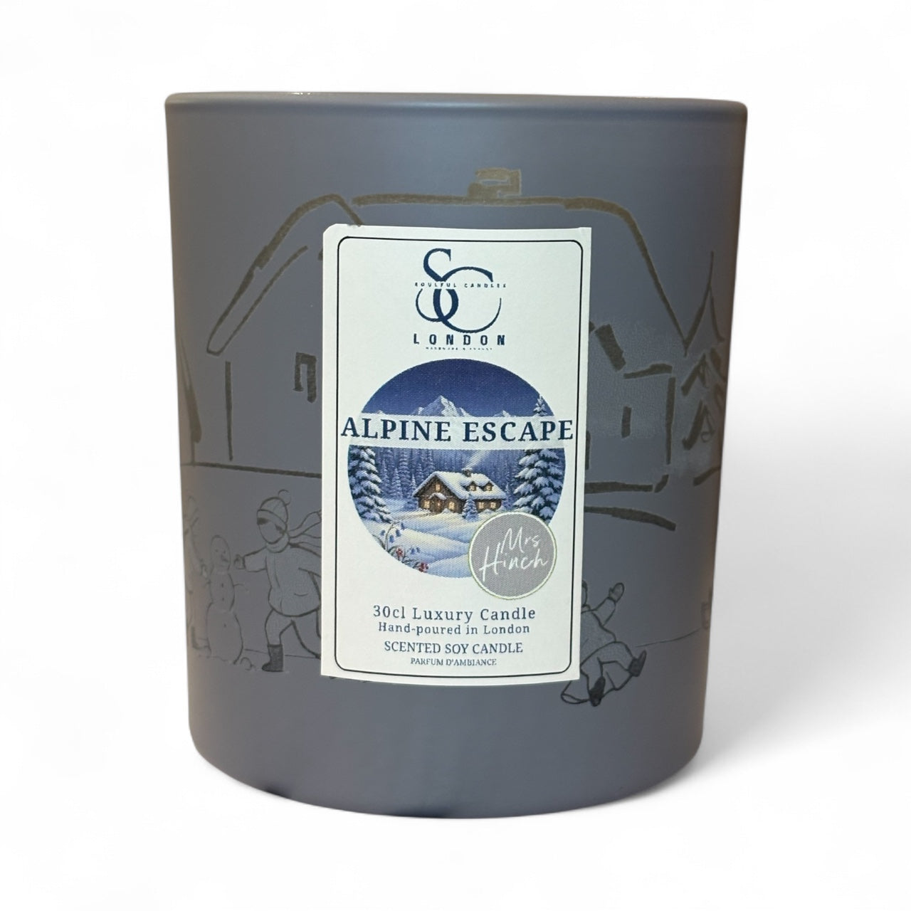 Soulful Candles x Mrs Hinch Alpine Escape 30cl Candle – matt grey engraved glass