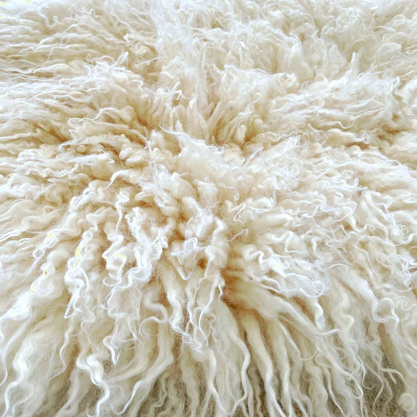 British White Curly Rectangular Rug 75cm x 115cm