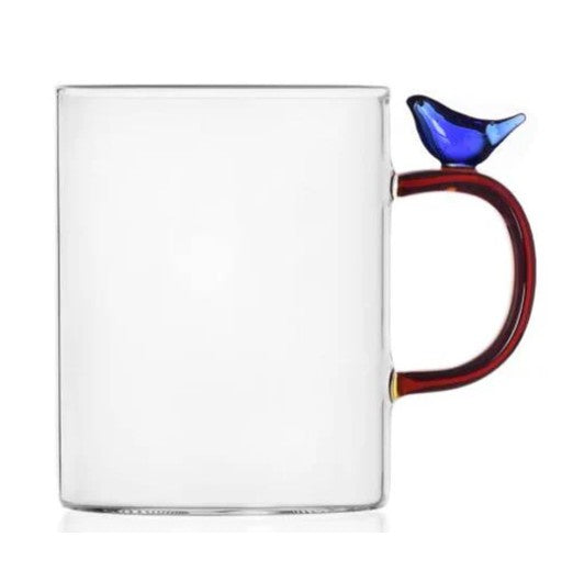 Birds Mug by Ichendorf Milano – light blue bird on glass mug