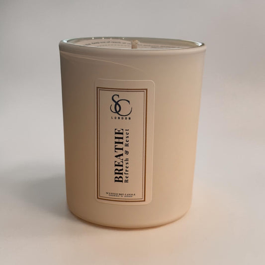 Breathe therapy candle 9cl luxury soy candle refresh and reset by Soulful Candles London