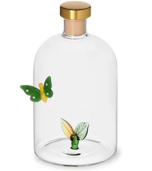 Ichendorf Milano Butterfly and Leaves Glass Diffuser Bottle (500ml) - Hand-Blown Italian Glass