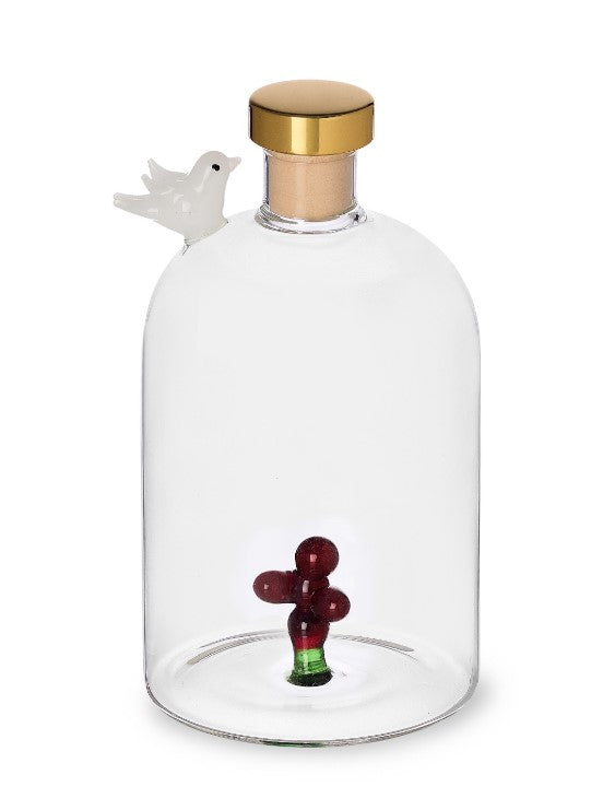 Handcrafted 500ml flame‑worked glass diffuser by Ichendorf Milano with bird and berries 