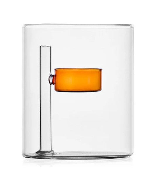 Iris Tealight Holder by Ichendorf Milano – amber glass cup

