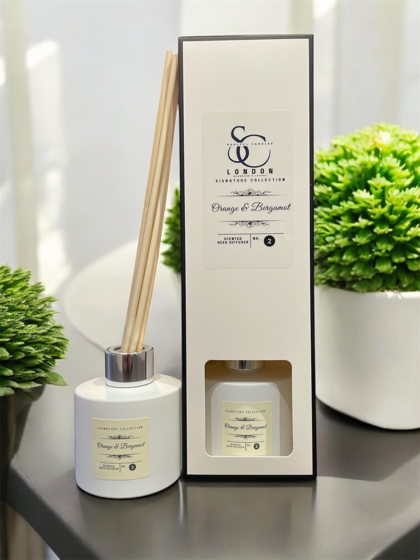 Orange & Bergamot 100ml reed diffuser with 5 natural reeds, handmade in London
Citrus reed diffuser with orange and bergamot notes, long‑lasting 2+ months
