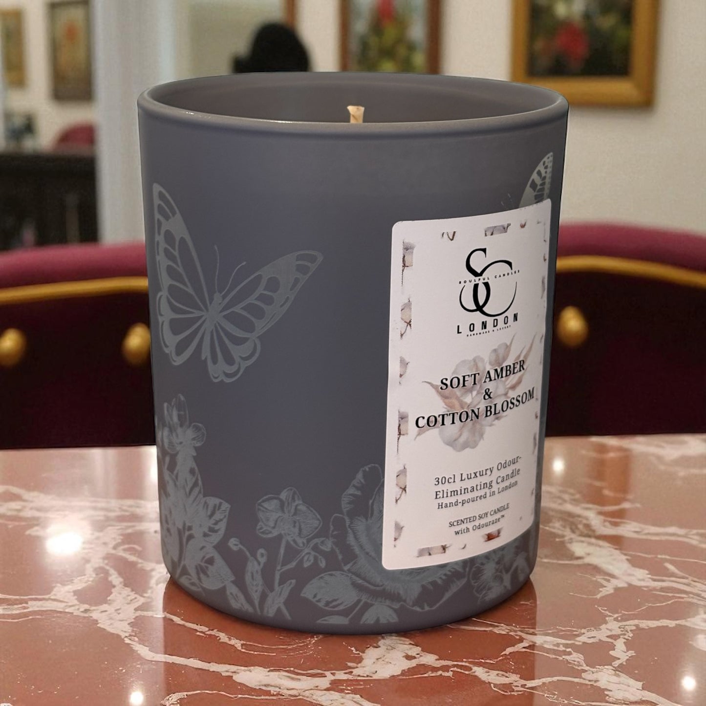 Soft Amber & Cotton Blossom – 30cl Odour Neutralising Candle