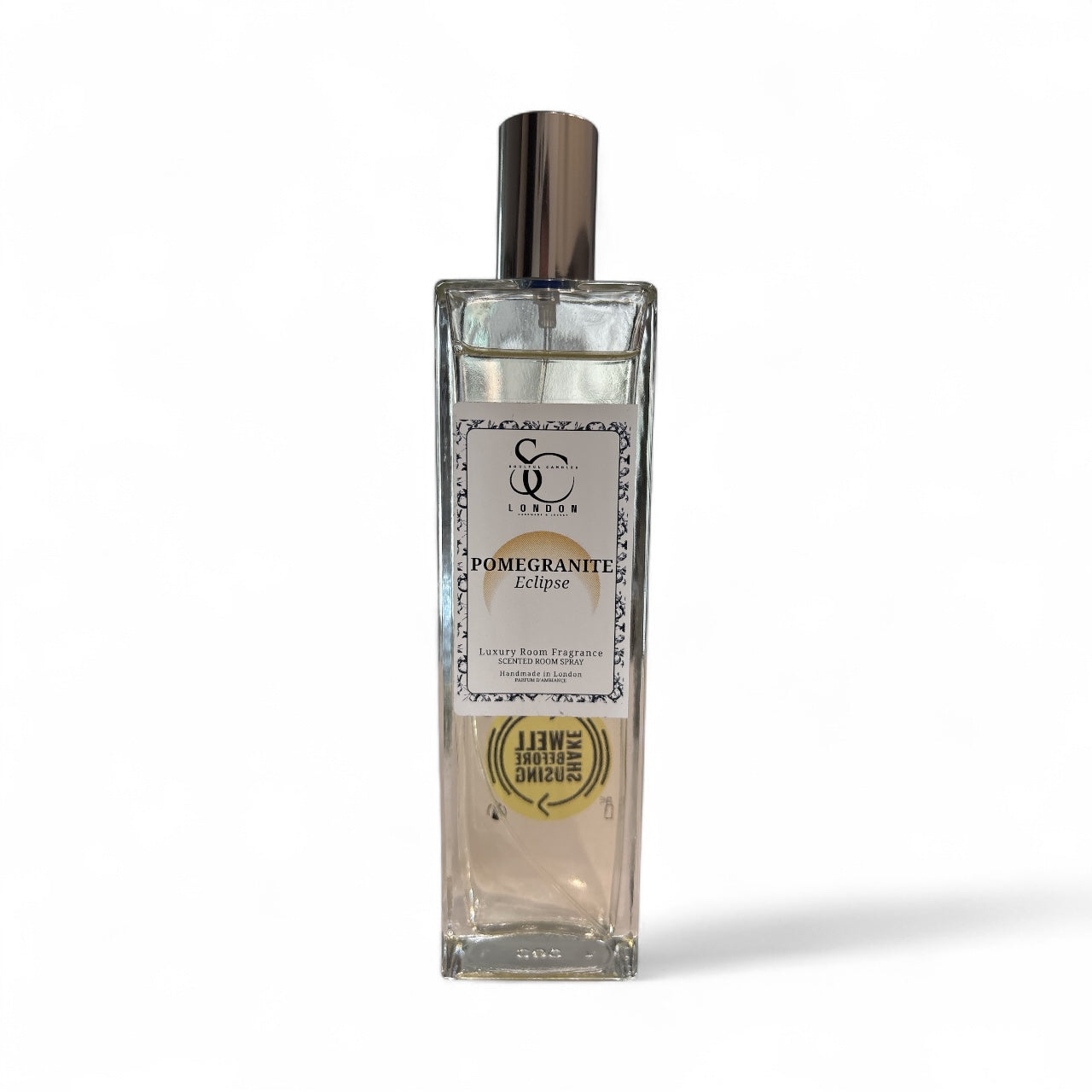 PomegraNite Eclipse luxury room spray 100ml, alcohol‑free, handmade in London
Dark, pomegranate-inspired room spray in an elegant bottle