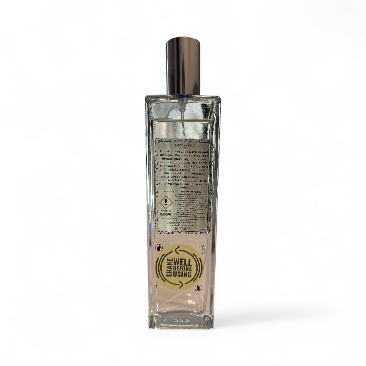 PomegraNite Eclipse luxury room spray 100ml, alcohol‑free, handmade in London
Dark, pomegranate-inspired room spray in an elegant bottle