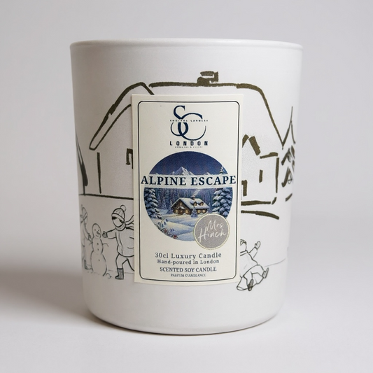 Soulful Candles x Mrs Hinch Alpine Escape 30cl Candle – matt white engraved glass