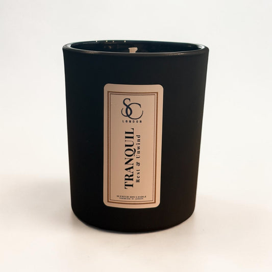 Tranquil therapy candle 9cl luxury soy candle rest and unwind by Soulful Candles London