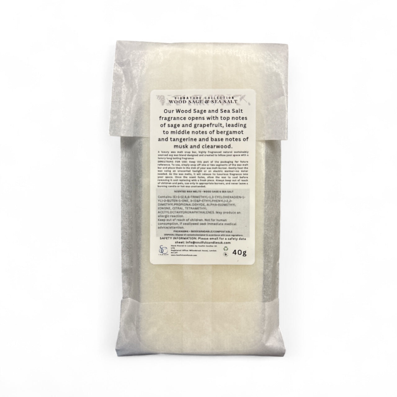 Coastal-inspired Wood Sage & Sea Salt soy wax melt bar
