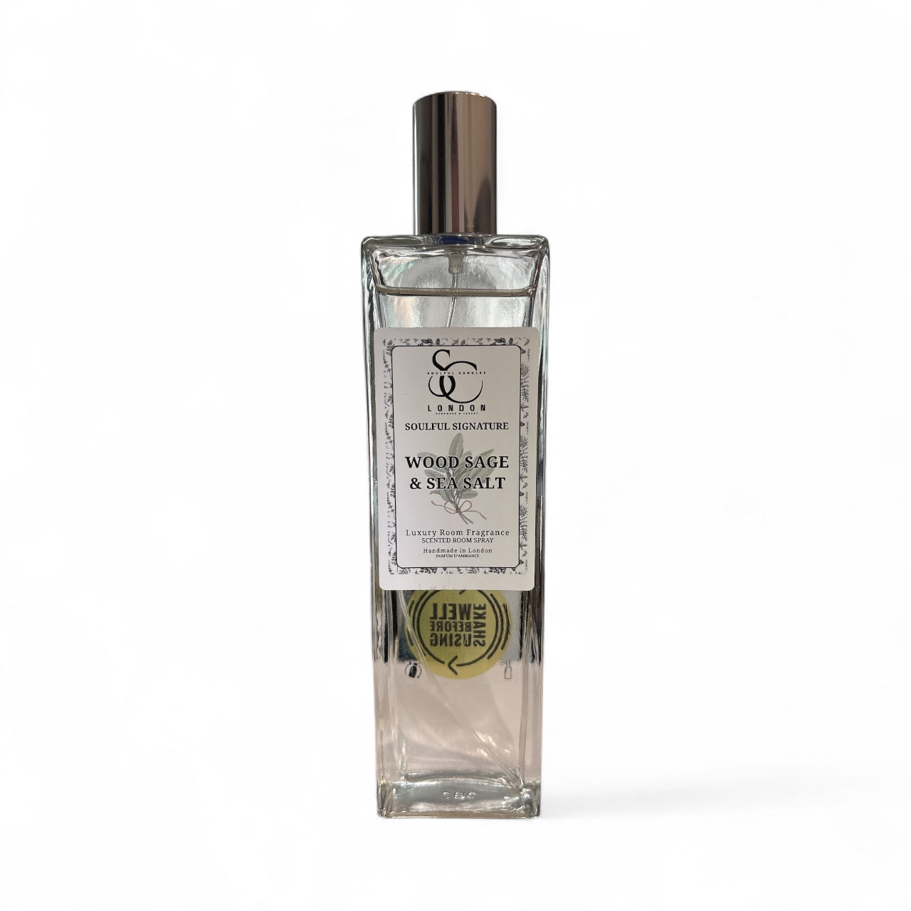 Wood Sage & Sea Salt luxury room spray 100ml, alcohol‑free, handmade in London
Coastal room spray with sea salt and sage notes in an elegant bottle