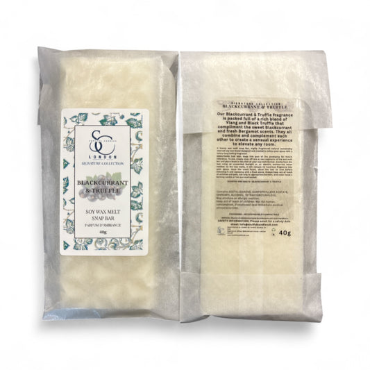 Blackcurrant & Truffle soy wax melt snap bar 40g by Soulful Candles UK – handmade in London