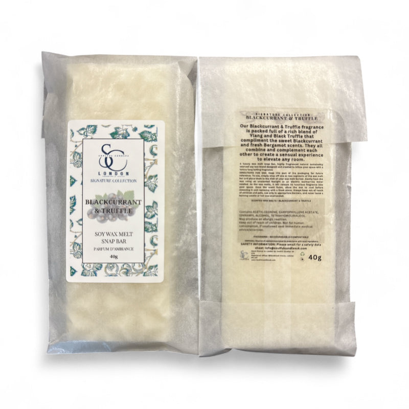 Blackcurrant & Truffle soy wax melt snap bar 40g by Soulful Candles UK – handmade in London
