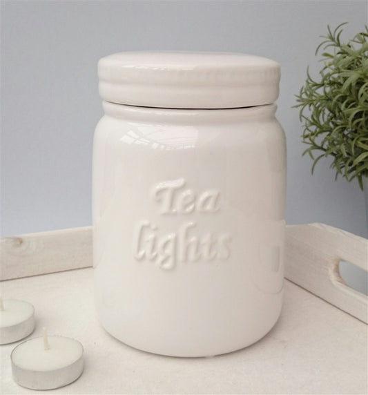 Ceramic Tea Light Jar with Silicone seal Lid