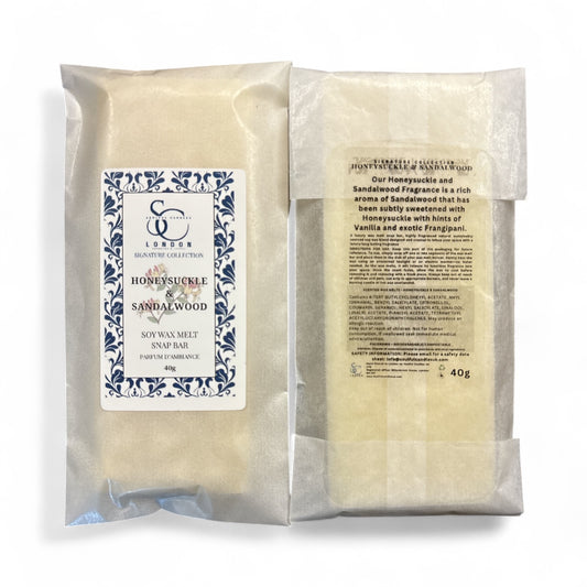 Honeysuckle & Sandalwood soy wax melt snap bar 40g by Soulful Candles UK – handmade in London