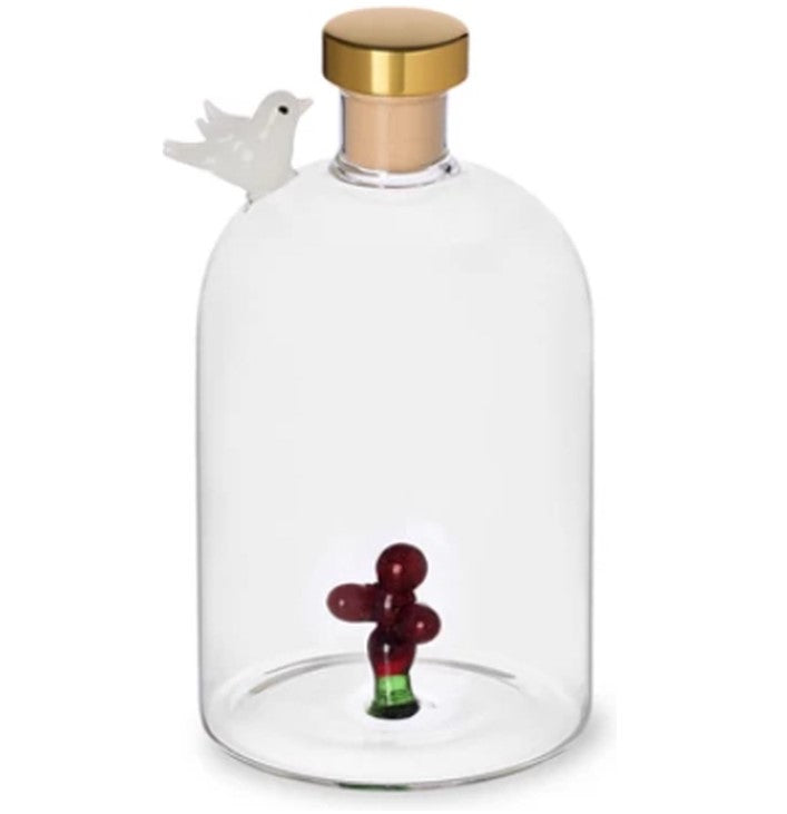 Ichendorf Milano Bird & Berries 500ml glass diffuser bottle with white bird and red berries – reeds included