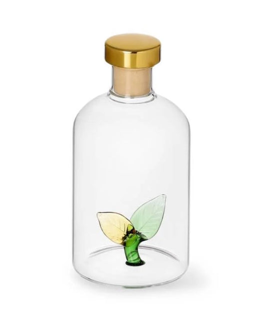 Ichendorf Milano Leaves glass diffuser bottle 250ml with coloured leaf accents – reeds included