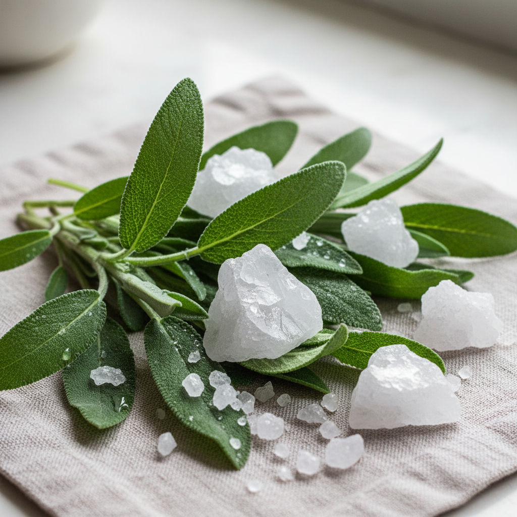 Salvia de madera y sal marina: inspirada en las brisas costeras, esta fragancia combina la frescura de la salvia con la frescura de la sal marina.