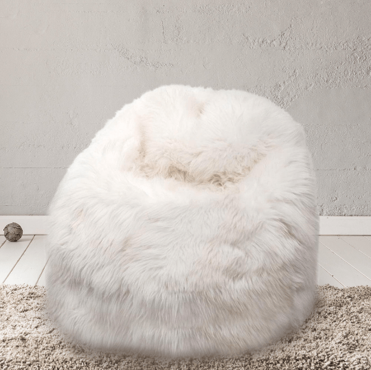 Sheepskin Beanbag Chair 100% Natural British White Soft Fleece Large