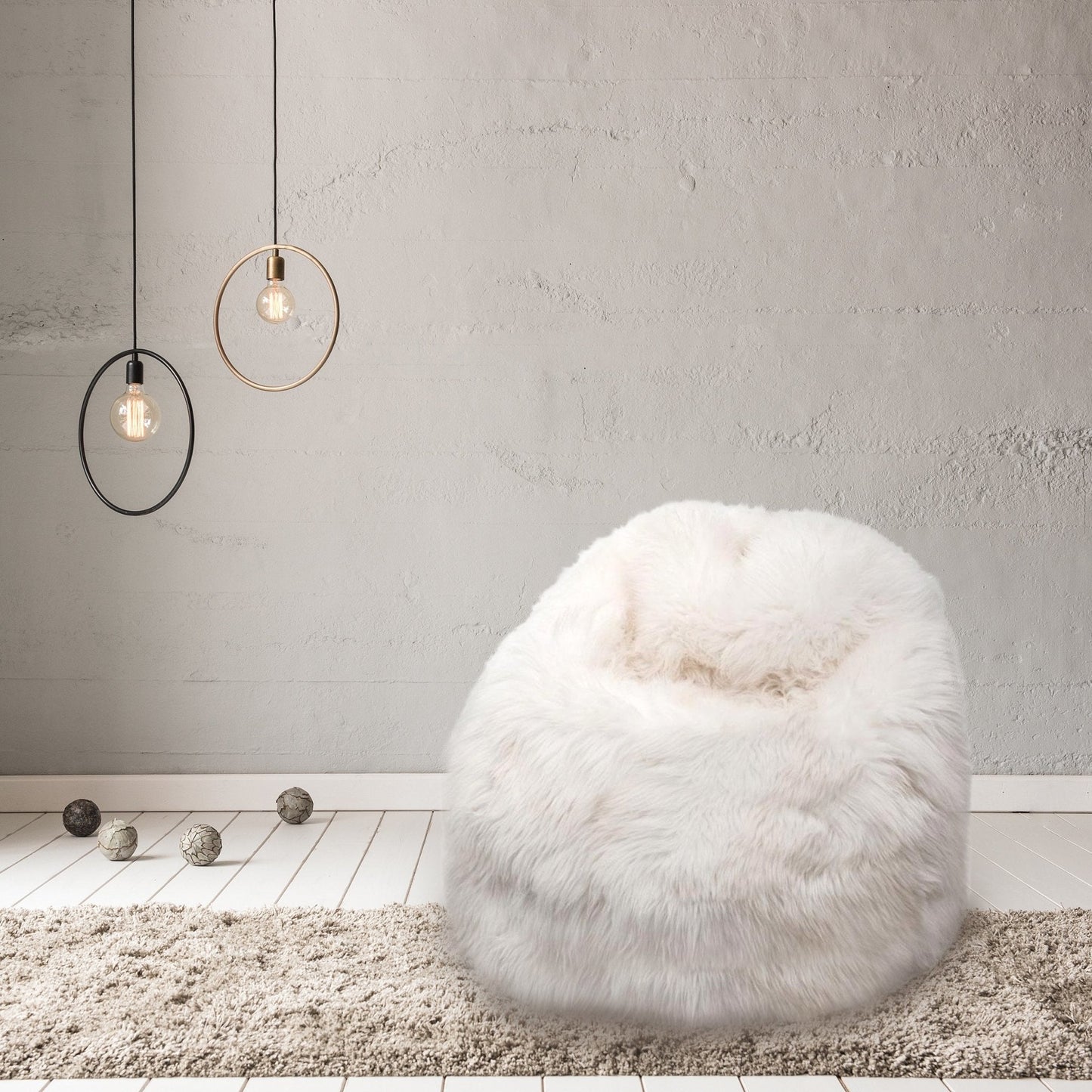Sheepskin Beanbag Chair 100% Natural British White Soft Fleece Large