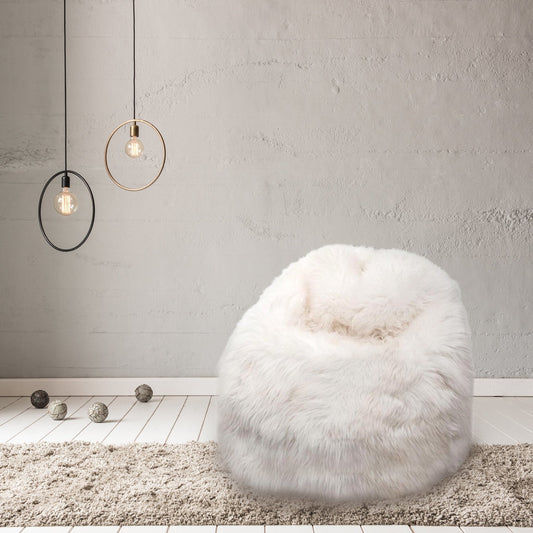 Sheepskin Beanbag Chair 100% Natural British White Soft Fleece Large