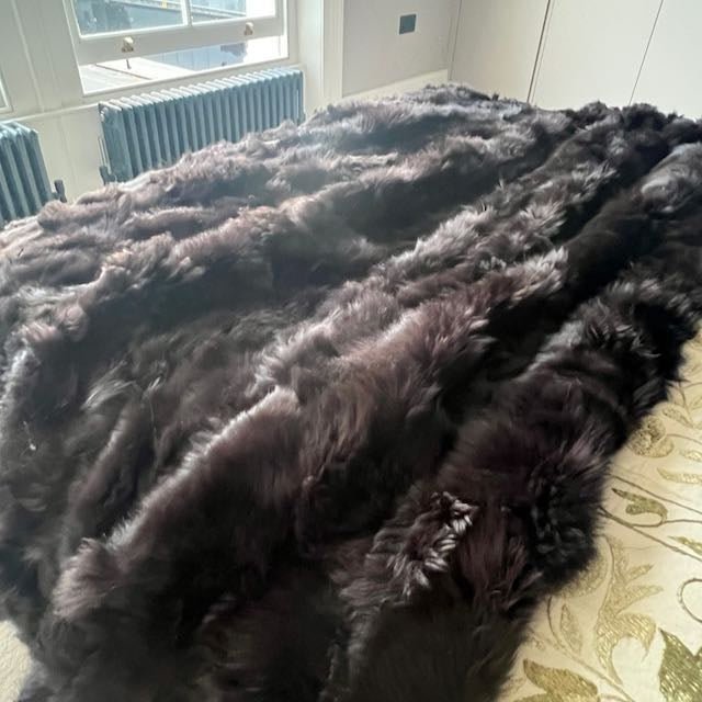 Tuscan Shearling Throw | Fur Blanket | Sheepskin Rug | Dark Chocolate
